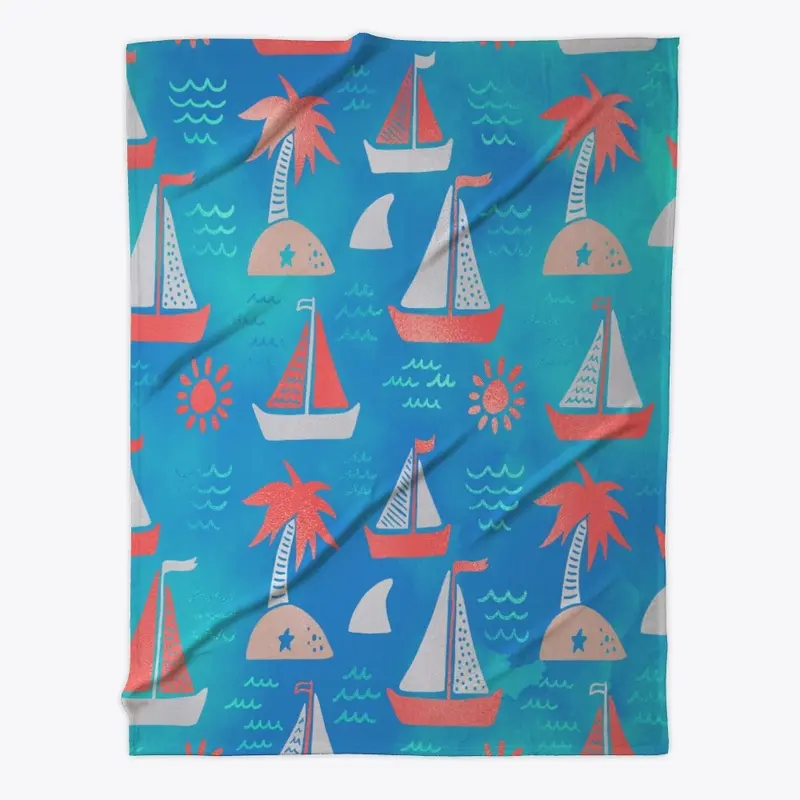 Sail Boat Beach Scene