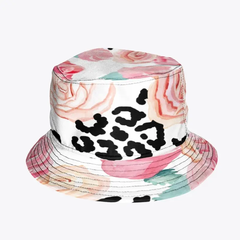 Bucket Hat " Flowers with Animal Print"